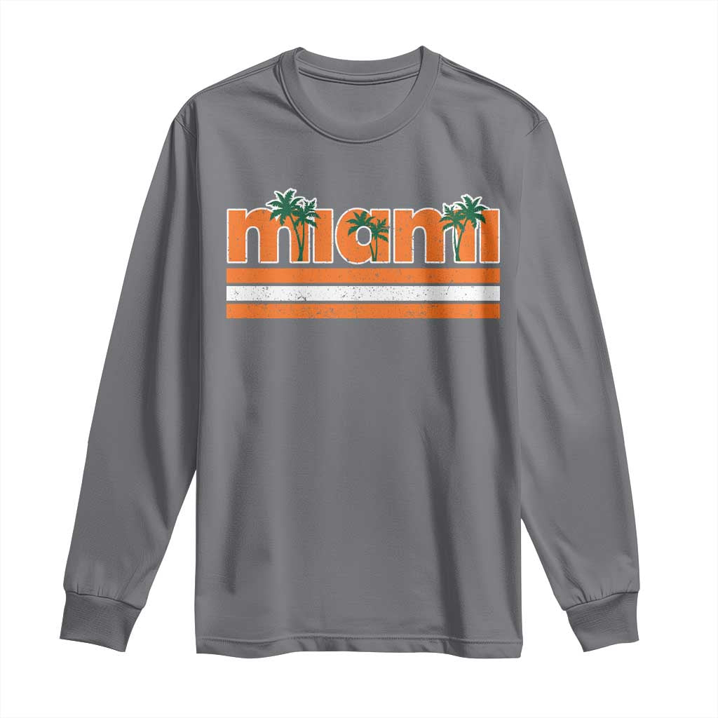 Miami Long Sleeve Shirt Florida FL Retro Vintage Weathered Athletic Sports TS10 Charcoal Print Your Wear