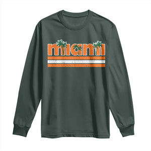 Miami Long Sleeve Shirt Florida FL Retro Vintage Weathered Athletic Sports TS10 Dark Forest Green Print Your Wear