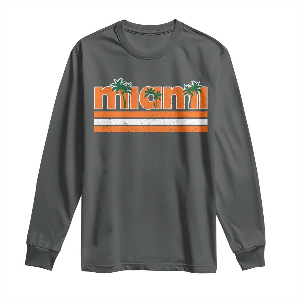 Miami Long Sleeve Shirt Florida FL Retro Vintage Weathered Athletic Sports TS10 Dark Heather Print Your Wear