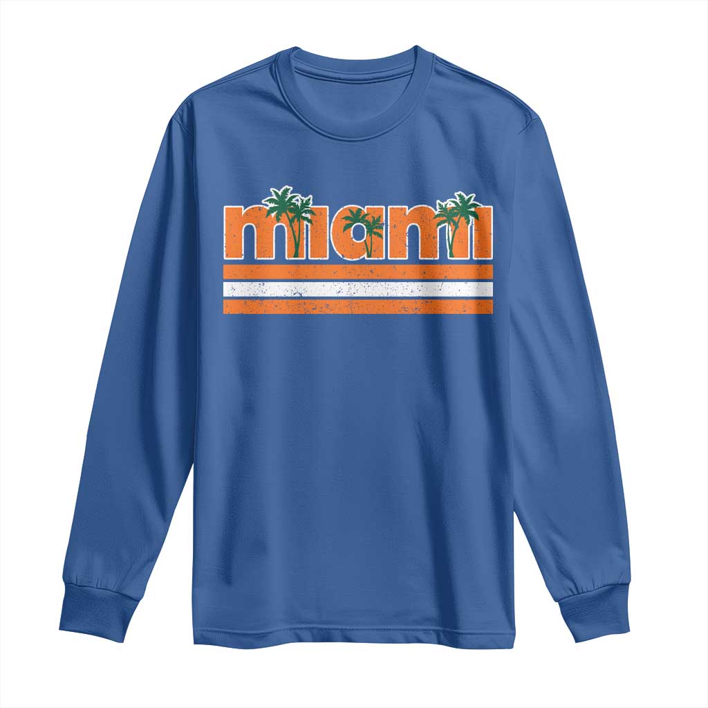 Miami Long Sleeve Shirt Florida FL Retro Vintage Weathered Athletic Sports TS10 Royal Blue Print Your Wear