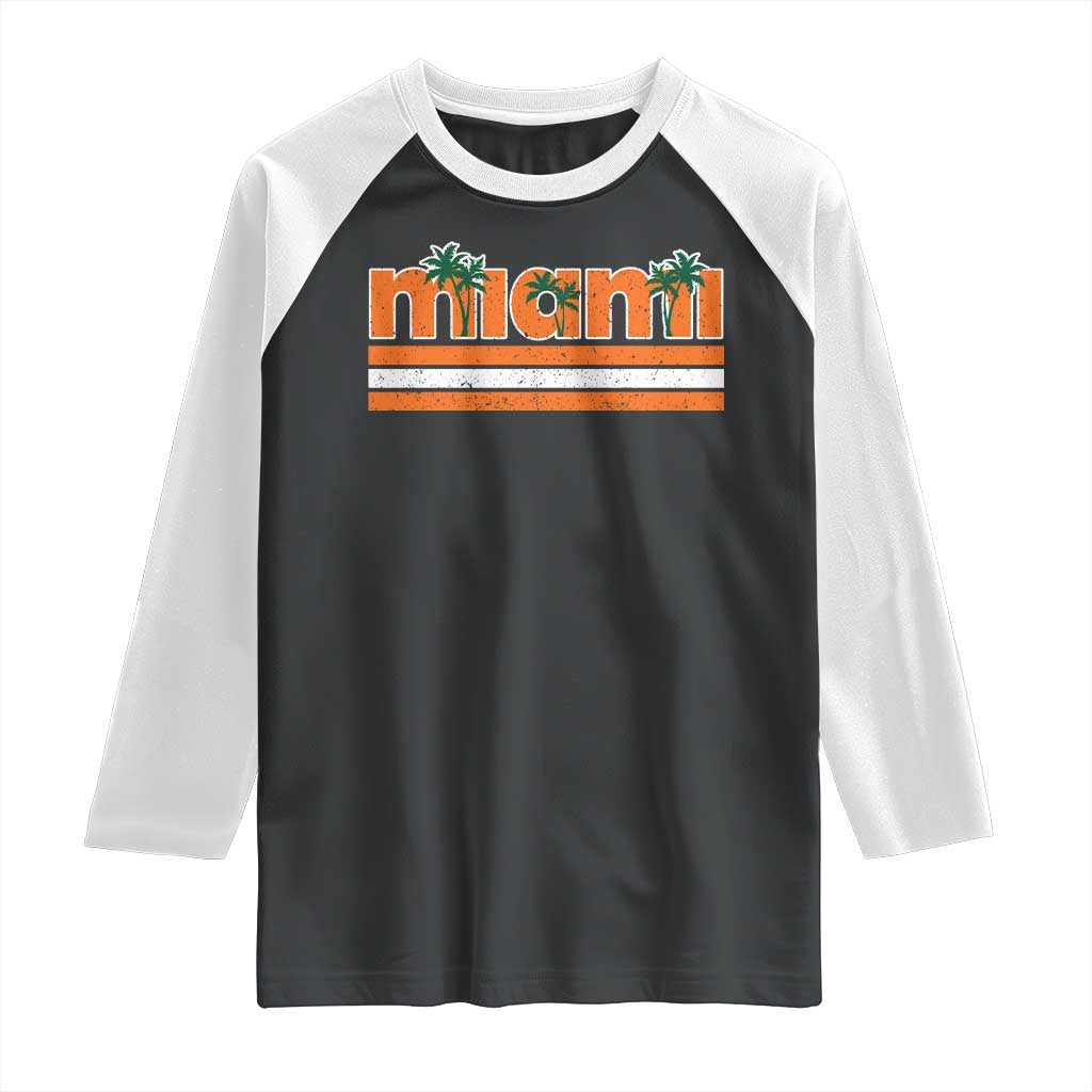 Miami Raglan Shirt Florida FL Retro Vintage Weathered Athletic Sports TS10 Black White Print Your Wear