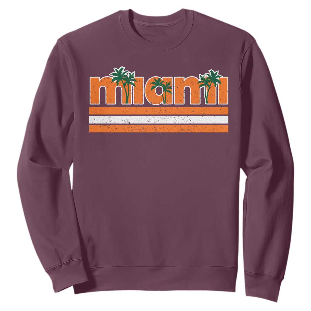 Miami Sweatshirt Florida FL Retro Vintage Weathered Athletic Sports TS10 Maroon Print Your Wear
