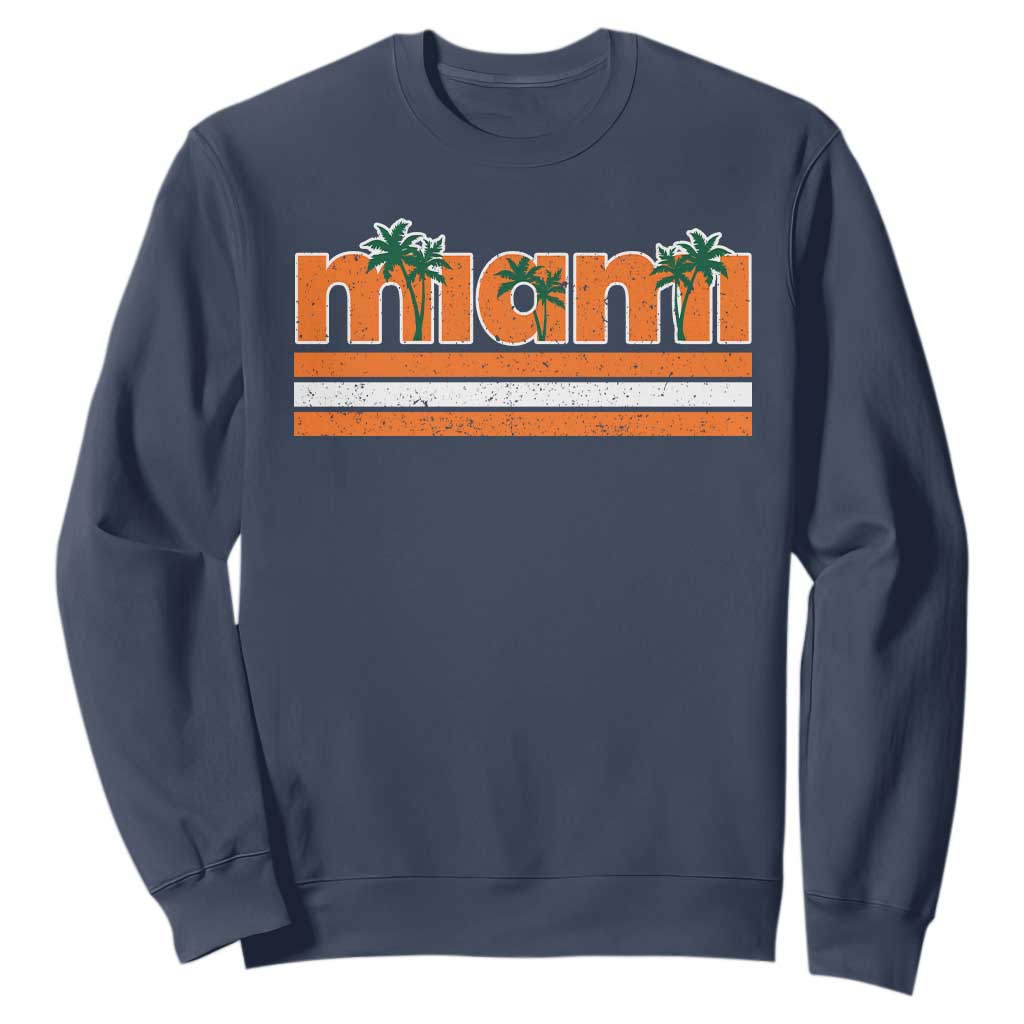 Miami Sweatshirt Florida FL Retro Vintage Weathered Athletic Sports TS10 Navy Print Your Wear