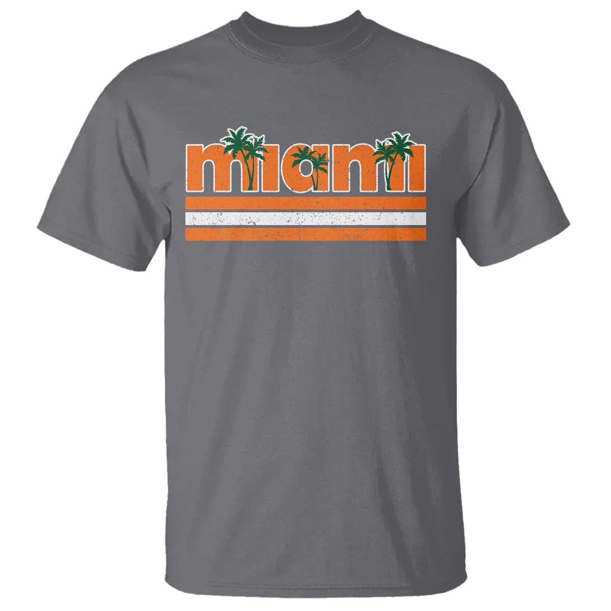 Miami T Shirt Florida FL Retro Vintage Weathered Athletic Sports TS10 Charcoal Print Your Wear