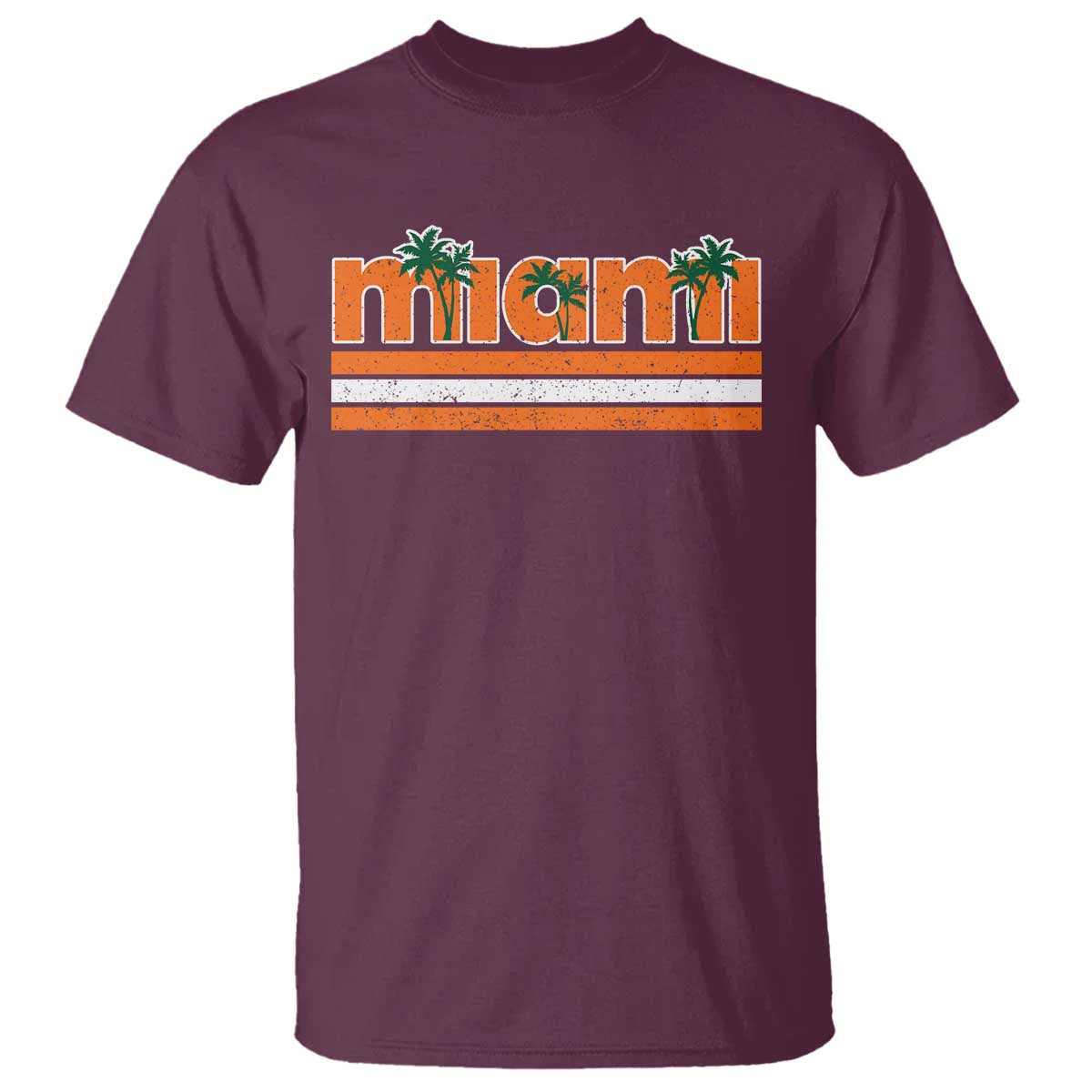 Miami T Shirt Florida FL Retro Vintage Weathered Athletic Sports TS10 Maroon Print Your Wear