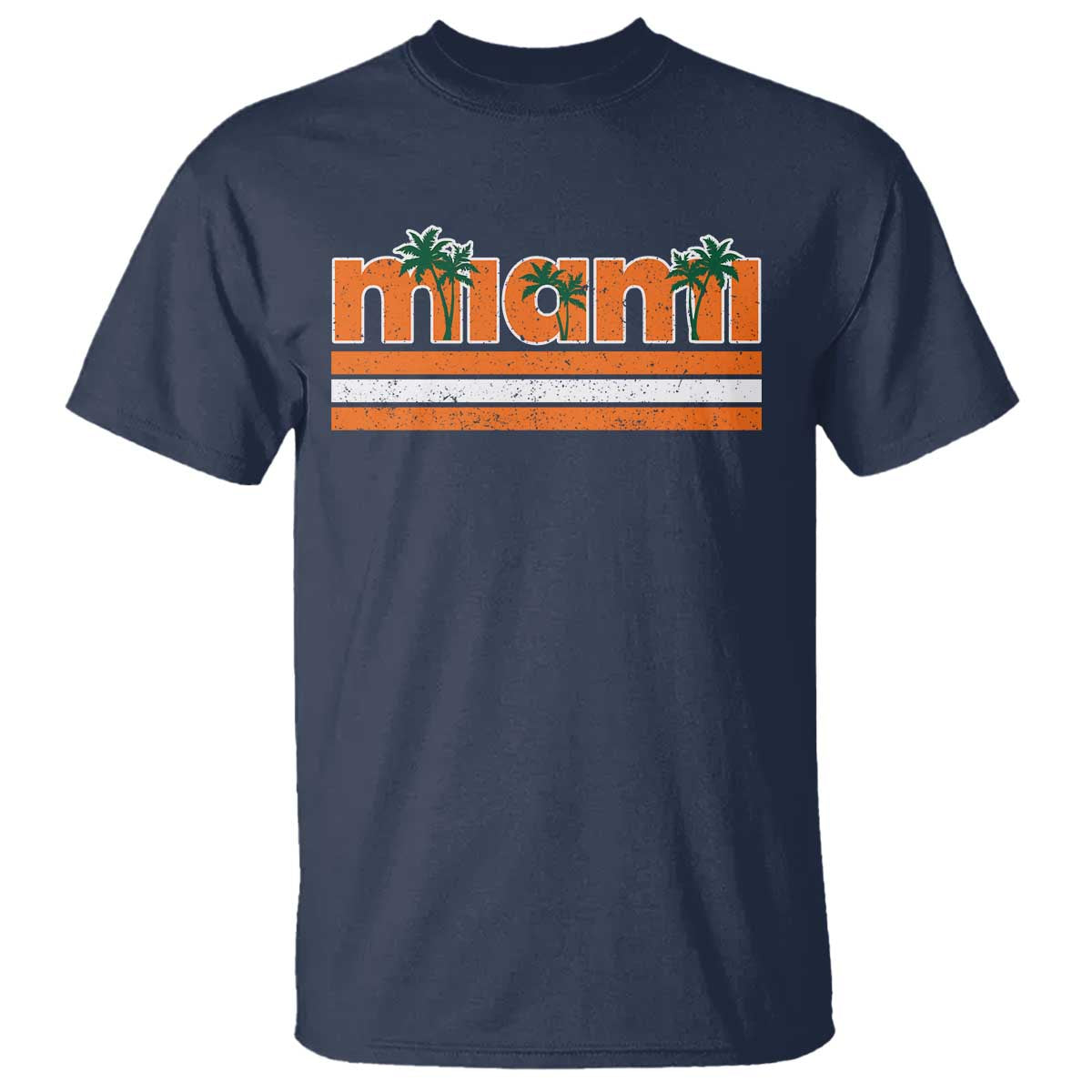 Miami T Shirt Florida FL Retro Vintage Weathered Athletic Sports TS10 Navy Print Your Wear