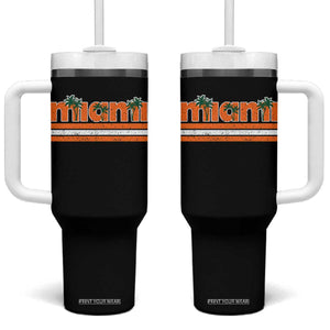 Miami Tumbler With Handle Florida FL Retro Vintage Weathered Athletic Sports TS10 One Size: 40 oz Black Print Your Wear