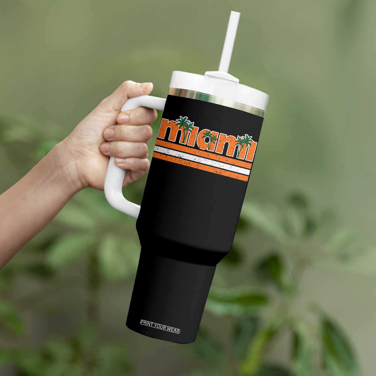 Miami Tumbler With Handle Florida FL Retro Vintage Weathered Athletic Sports TS10 Print Your Wear