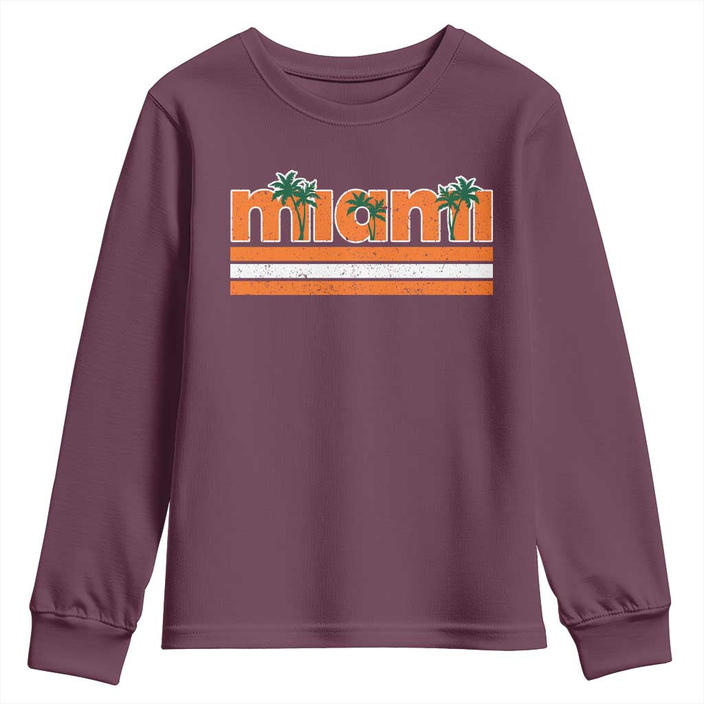 Miami Youth Sweatshirt Florida FL Retro Vintage Weathered Athletic Sports TS10 Maroon Print Your Wear