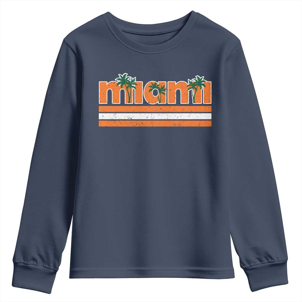 Miami Youth Sweatshirt Florida FL Retro Vintage Weathered Athletic Sports TS10 Navy Print Your Wear