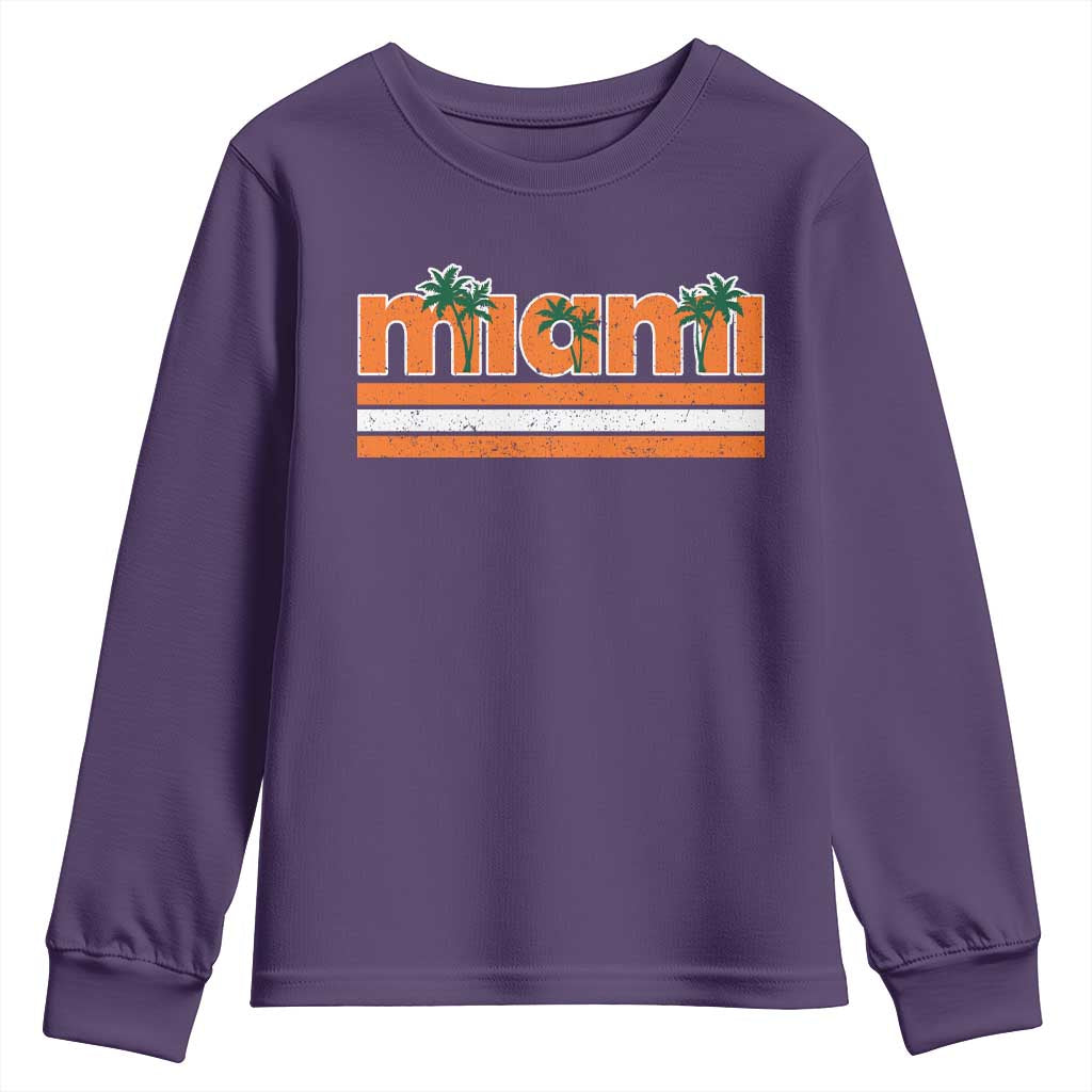 Miami Youth Sweatshirt Florida FL Retro Vintage Weathered Athletic Sports TS10 Purple Print Your Wear