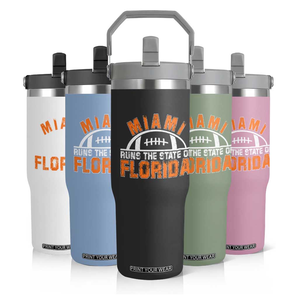 Miami Runs The State of Florida Dade County 305 Pride Flip Straw Tumbler TS10 Print Your Wear