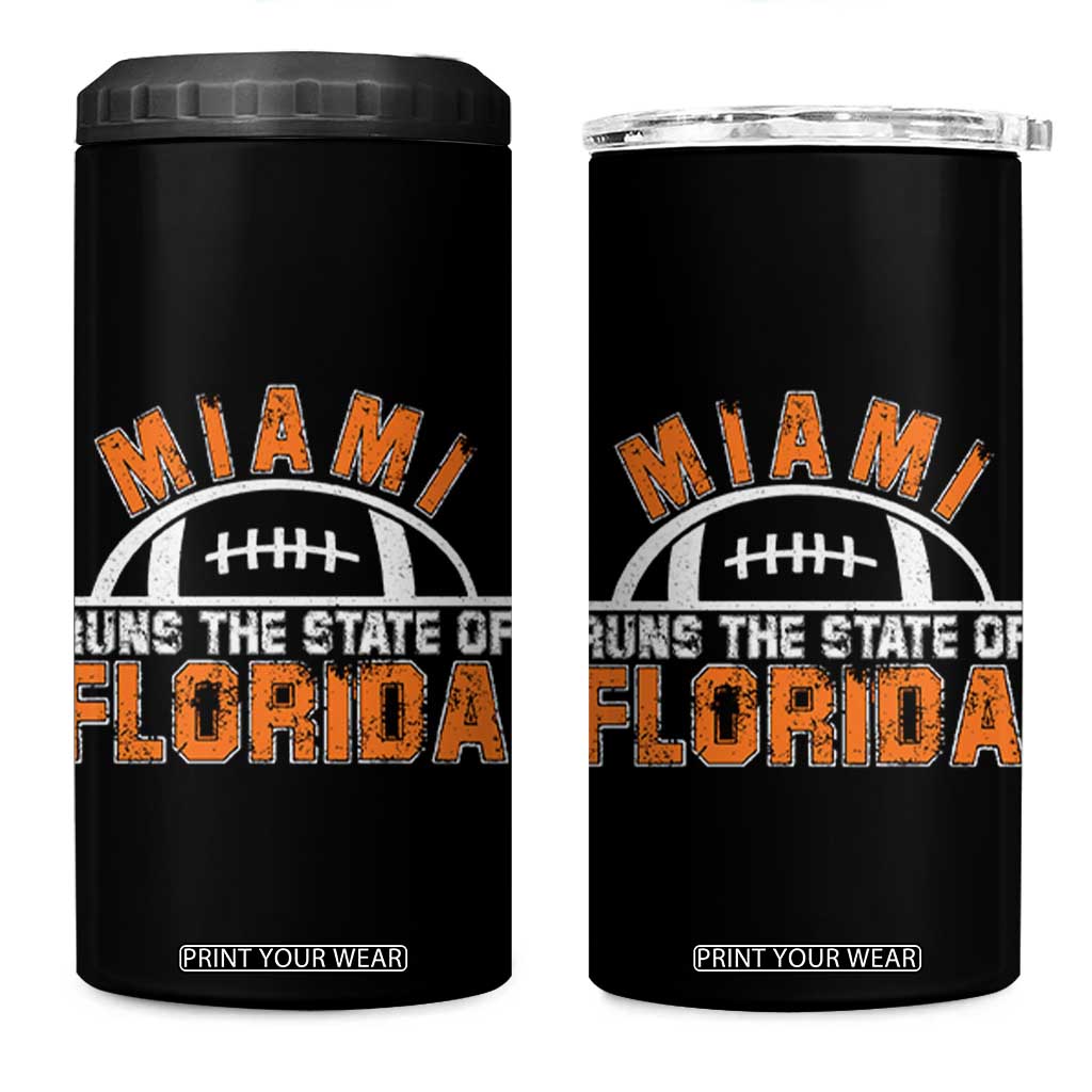 Miami Runs The State of Florida Dade County 305 Pride 4 in 1 Can Cooler Tumbler TS10 One Size: 16 oz Black Print Your Wear