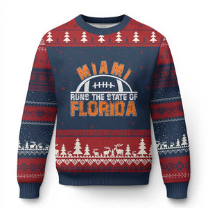 Miami Runs The State of Florida Dade County 305 Pride Ugly Christmas Sweater TS10 Navy Red Print Your Wear