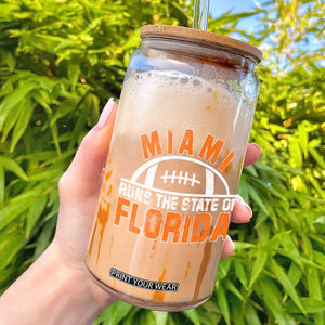 Miami Runs The State of Florida Dade County 305 Pride Glass Can TS10 Black Print Your Wear
