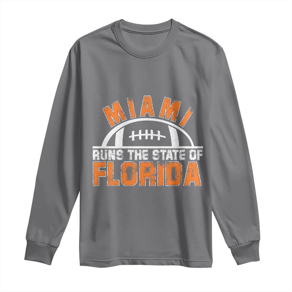 Miami Runs The State of Florida Dade County 305 Pride Long Sleeve Shirt TS10 Charcoal Print Your Wear
