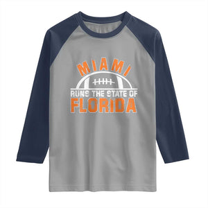 Miami Runs The State of Florida Dade County 305 Pride Raglan Shirt TS10 Sport Gray Navy Print Your Wear