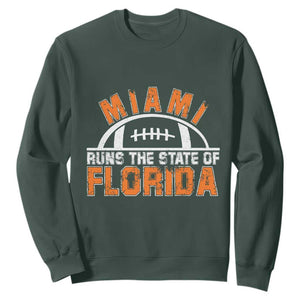Miami Runs The State of Florida Dade County 305 Pride Sweatshirt TS10 Dark Forest Green Print Your Wear