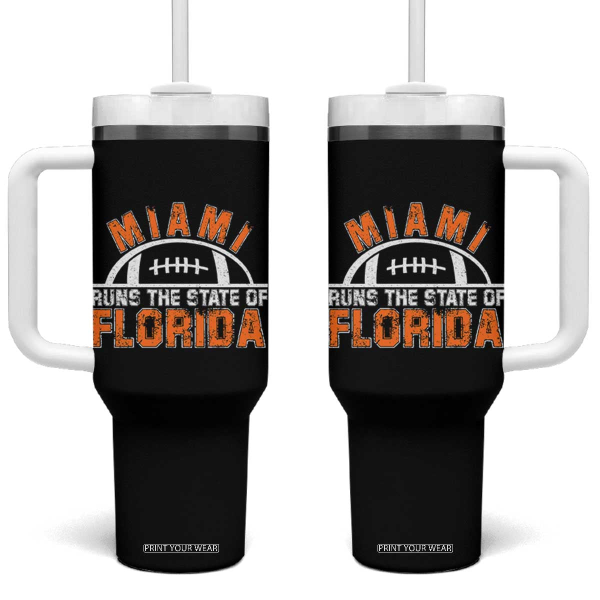 Miami Runs The State of Florida Dade County 305 Pride Tumbler With Handle TS10 One Size: 40 oz Black Print Your Wear
