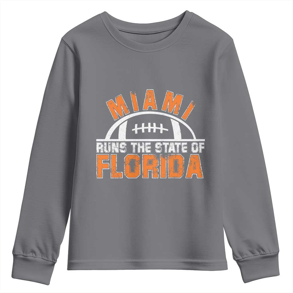 Miami Runs The State of Florida Dade County 305 Pride Youth Sweatshirt TS10 Charcoal Print Your Wear