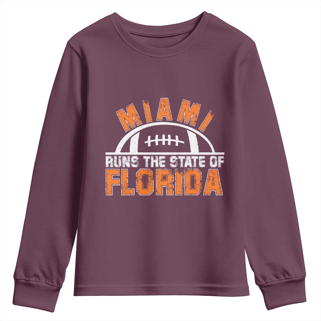 Miami Runs The State of Florida Dade County 305 Pride Youth Sweatshirt TS10 Maroon Print Your Wear