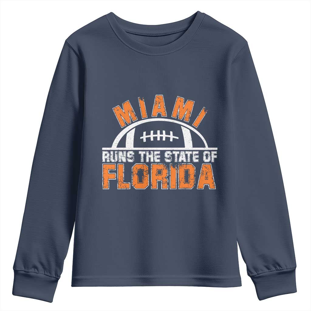 Miami Runs The State of Florida Dade County 305 Pride Youth Sweatshirt TS10 Navy Print Your Wear