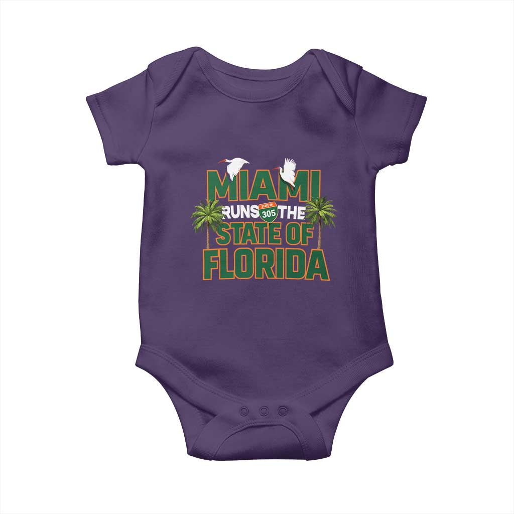 Miami Runs The State of Florida Baby Onesie FL Miami Dade County 305 Pride TS10 Purple Print Your Wear