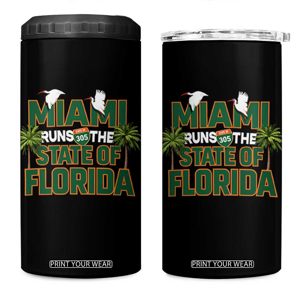Miami Runs The State of Florida 4 in 1 Can Cooler Tumbler FL Miami Dade County 305 Pride TS10 One Size: 16 oz Black Print Your Wear