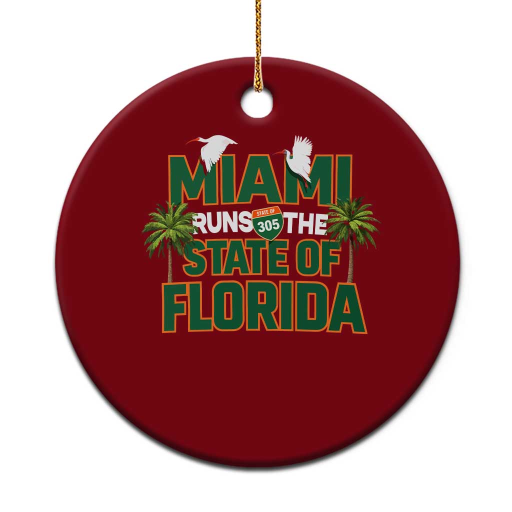 Miami Runs The State of Florida Ceramic Ornament FL Miami Dade County 305 Pride TS10 1pc Red Print Your Wear
