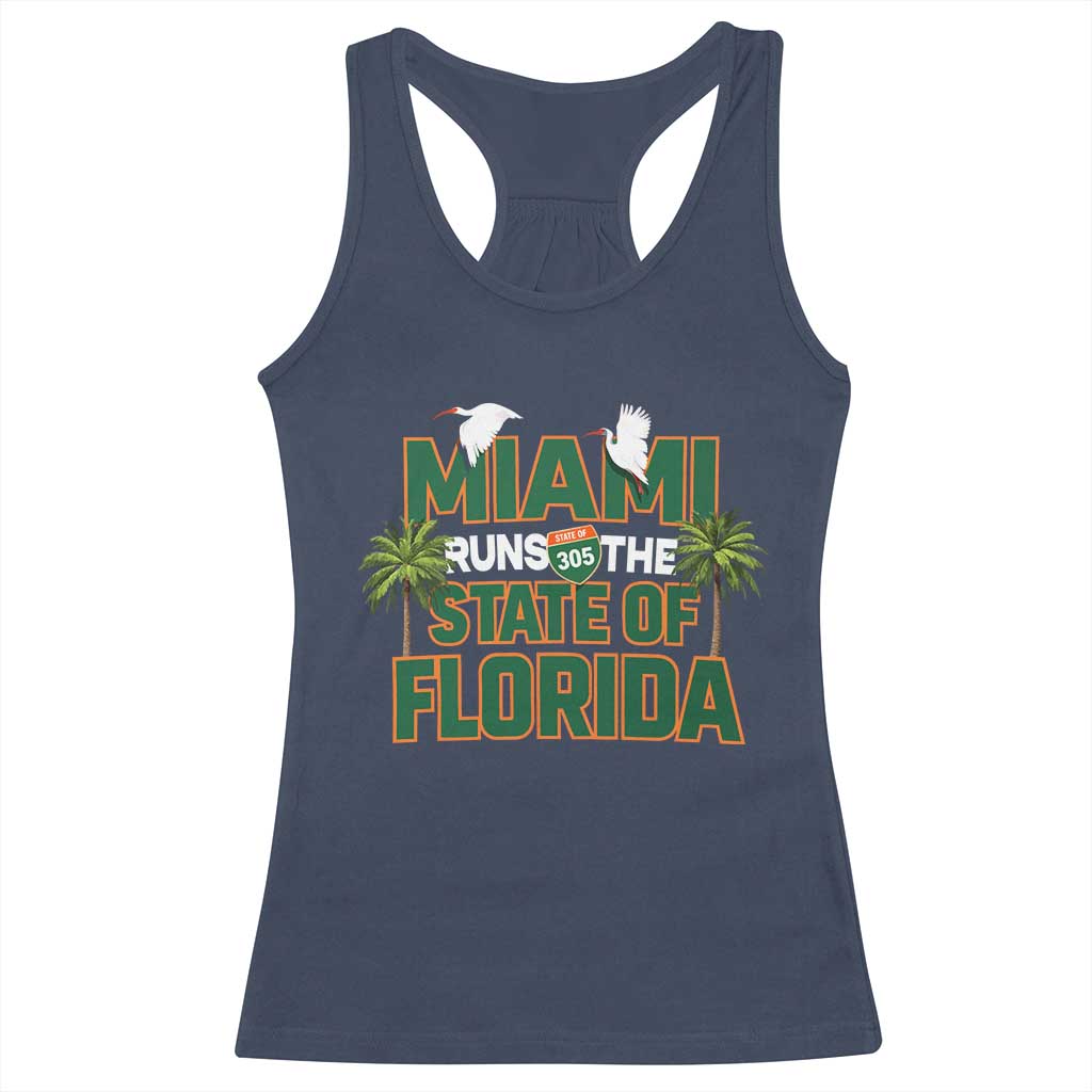Miami Runs The State of Florida Racerback Tank Top FL Miami Dade County 305 Pride TS10 Navy Print Your Wear
