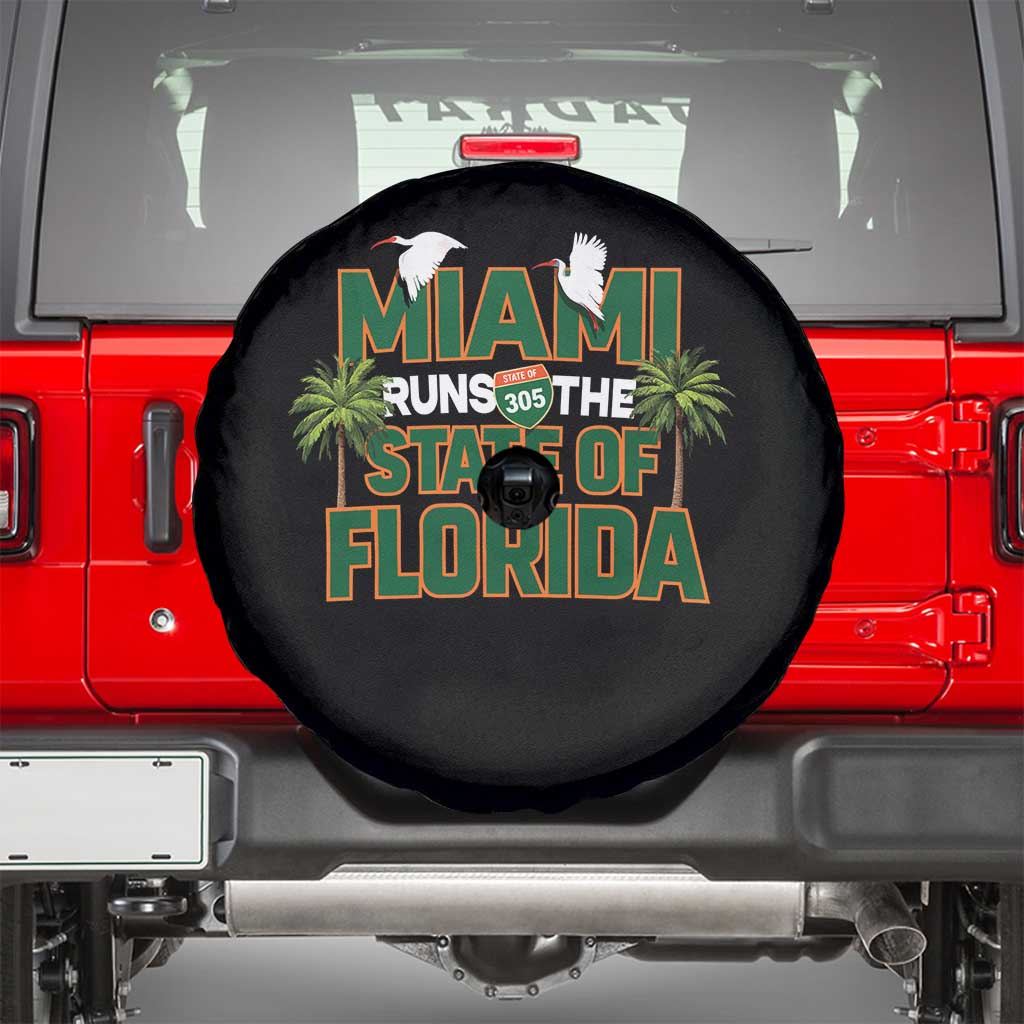 Miami Runs The State of Florida Spare Tire Cover FL Miami Dade County 305 Pride TS10 Black Print Your Wear