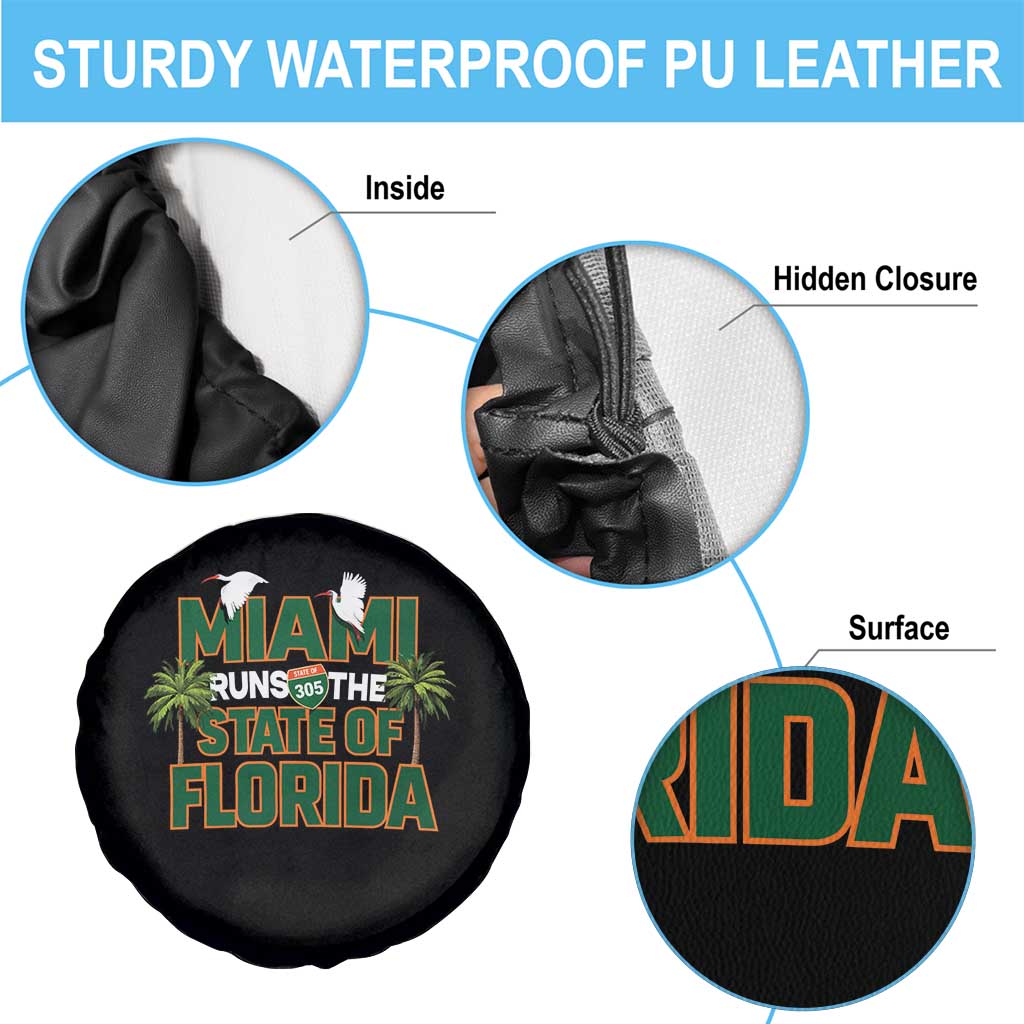 Miami Runs The State of Florida Spare Tire Cover FL Miami Dade County 305 Pride TS10 Print Your Wear