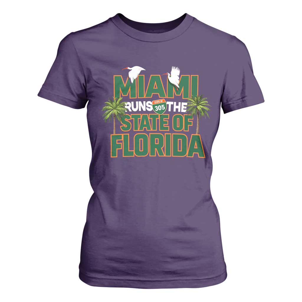 Miami Runs The State of Florida T Shirt For Women FL Miami Dade County 305 Pride TS10 Purple Print Your Wear