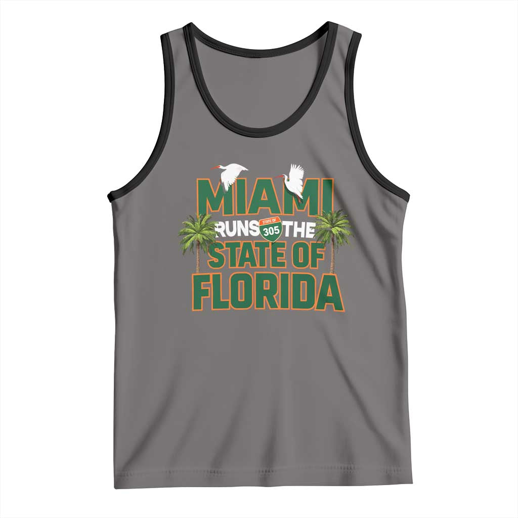 Miami Runs The State of Florida Tank Top FL Miami Dade County 305 Pride TS10 Deep Heather Black Print Your Wear