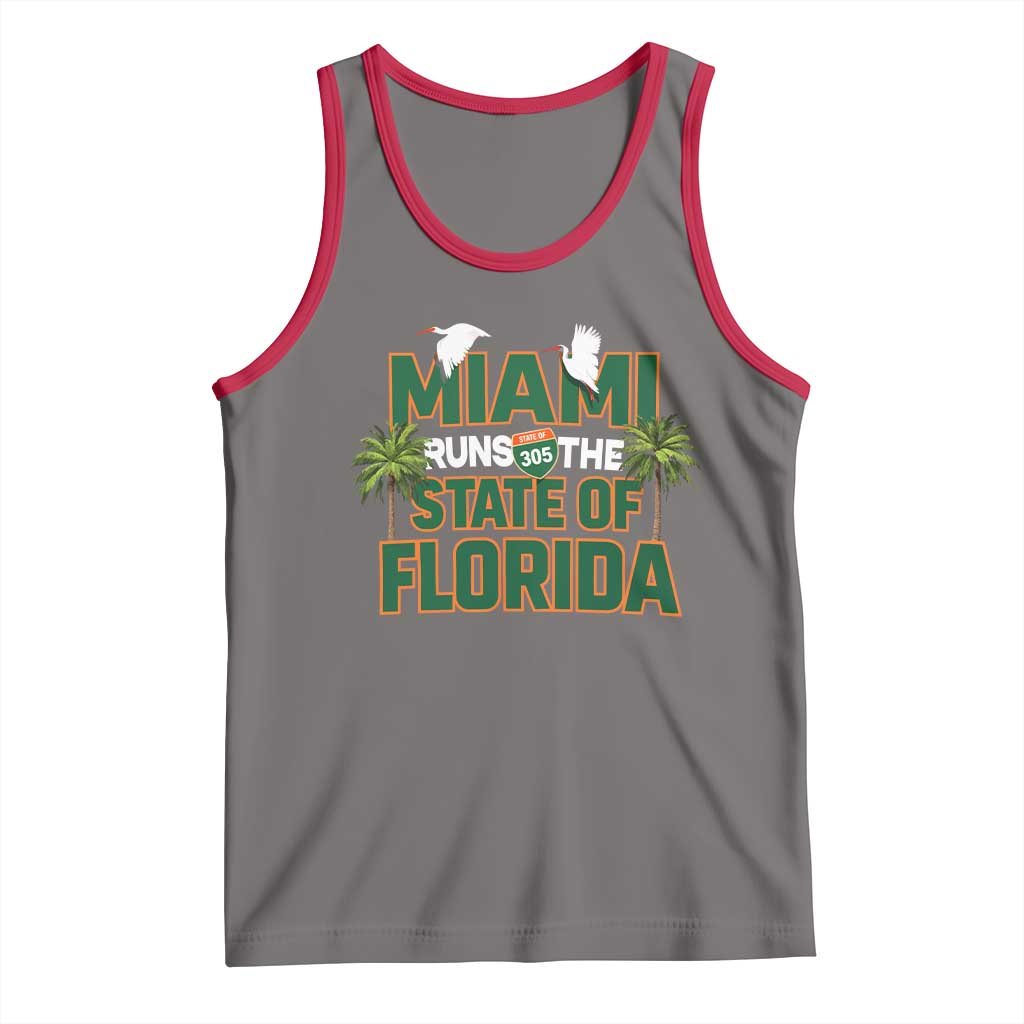 Miami Runs The State of Florida Tank Top FL Miami Dade County 305 Pride TS10 Deep Heather Red Print Your Wear
