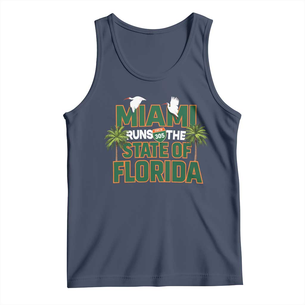 Miami Runs The State of Florida Tank Top FL Miami Dade County 305 Pride TS10 Navy Print Your Wear