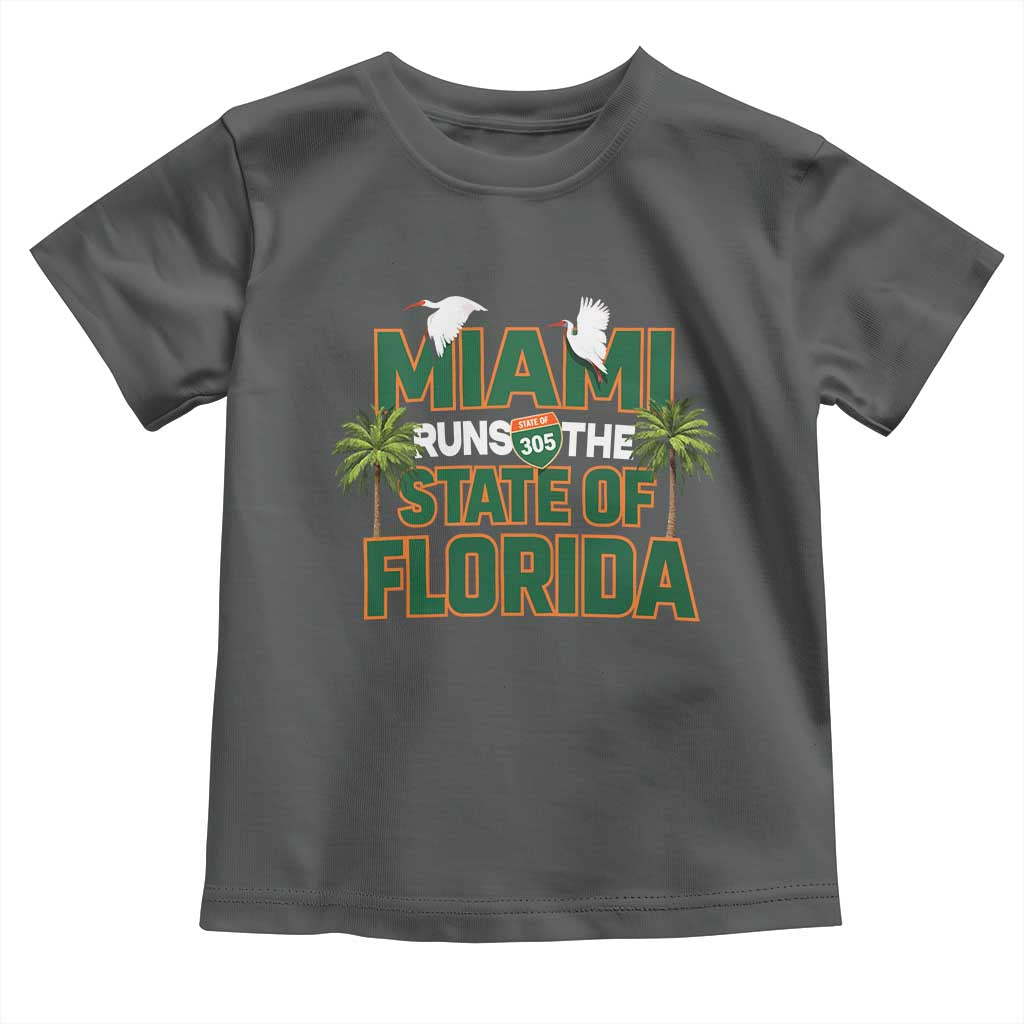 Miami Runs The State of Florida Toddler T Shirt FL Miami Dade County 305 Pride TS10 Dark Heather Print Your Wear