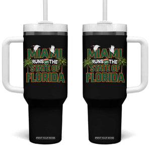 Miami Runs The State of Florida Tumbler With Handle FL Miami Dade County 305 Pride TS10 One Size: 40 oz Black Print Your Wear
