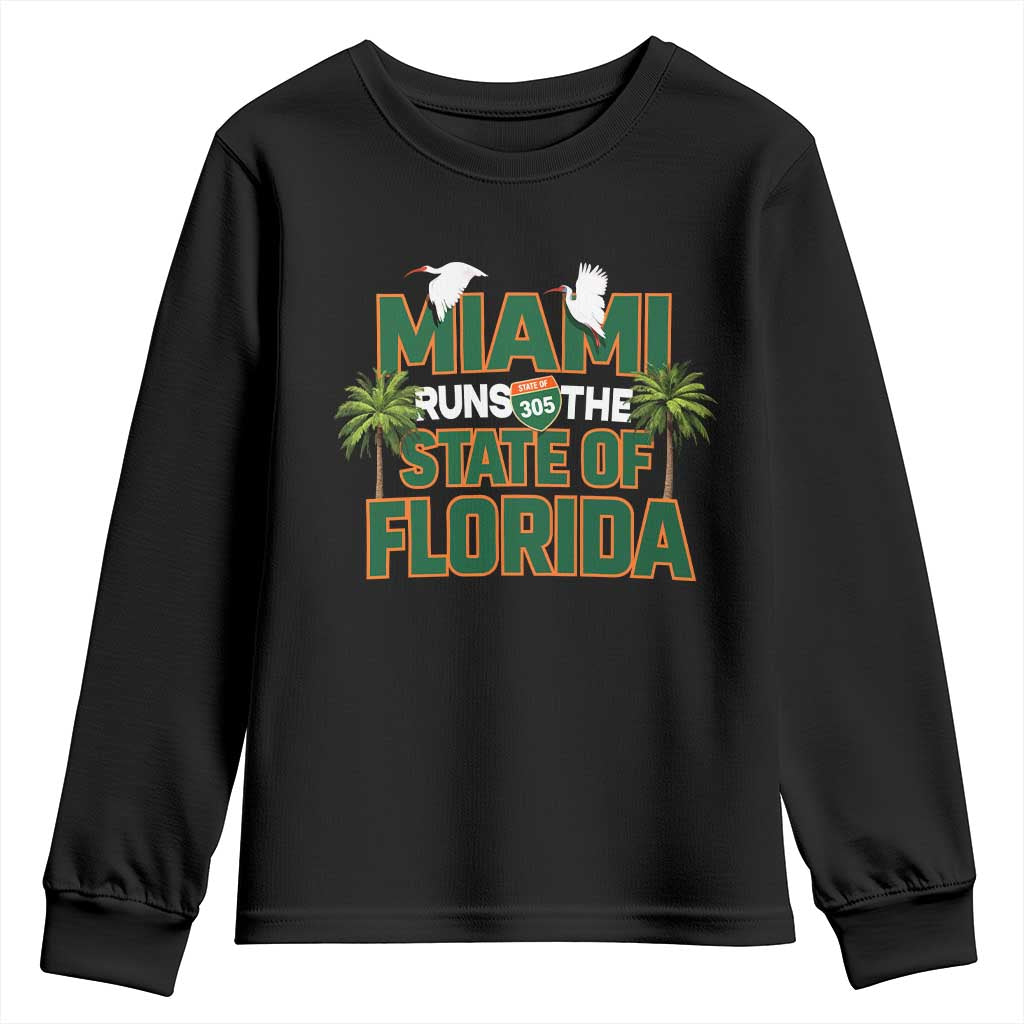 Miami Runs The State of Florida Youth Sweatshirt FL Miami Dade County 305 Pride TS10 Black Print Your Wear