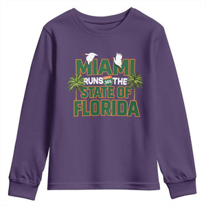 Miami Runs The State of Florida Youth Sweatshirt FL Miami Dade County 305 Pride TS10 Purple Print Your Wear