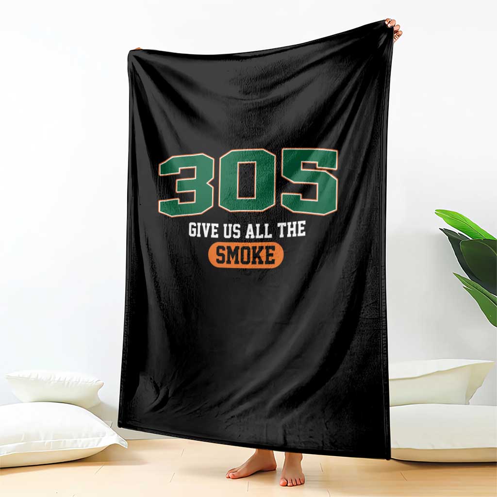 Miami 305 Give Us All The Smoke Throw Blanket Vintage Athletic Sports Florida FL TS10 Print Your Wear