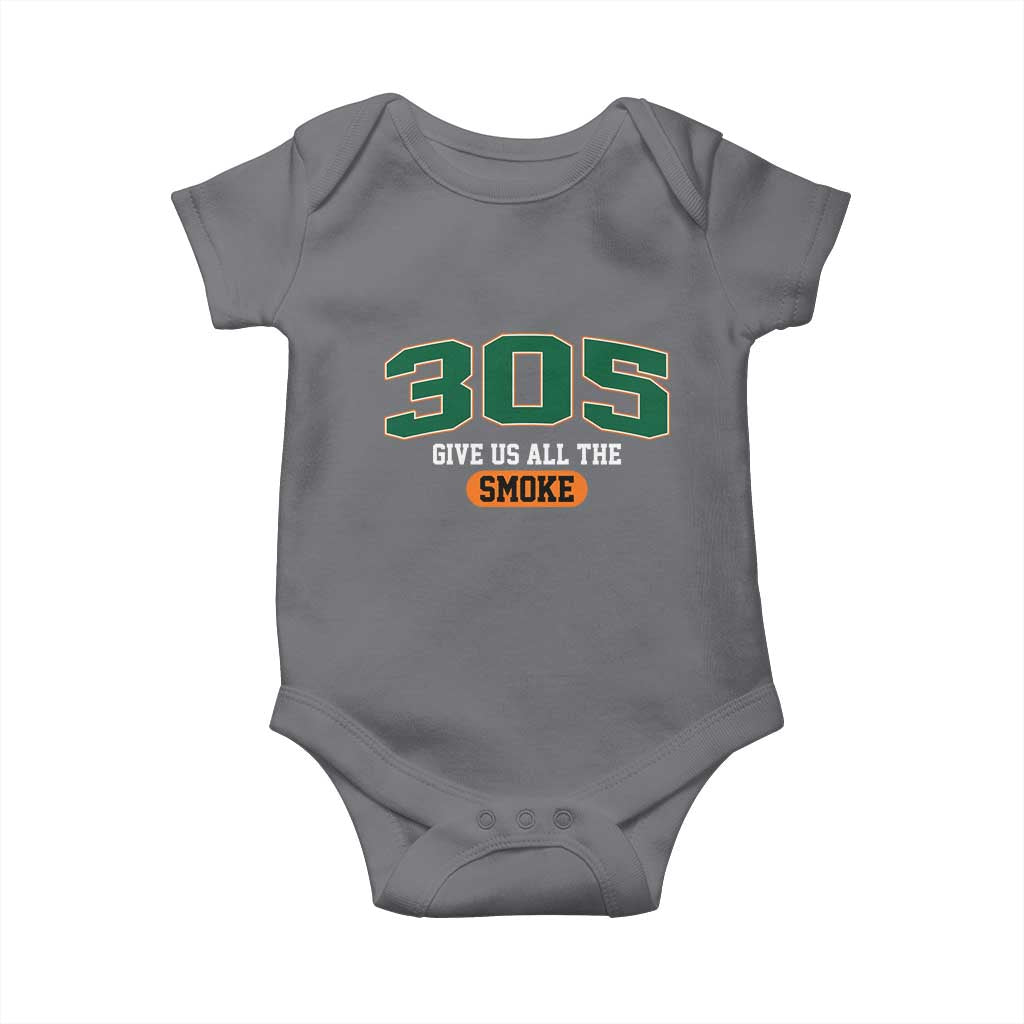 Miami 305 Give Us All The Smoke Baby Onesie Vintage Athletic Sports Florida FL TS10 Charcoal Print Your Wear