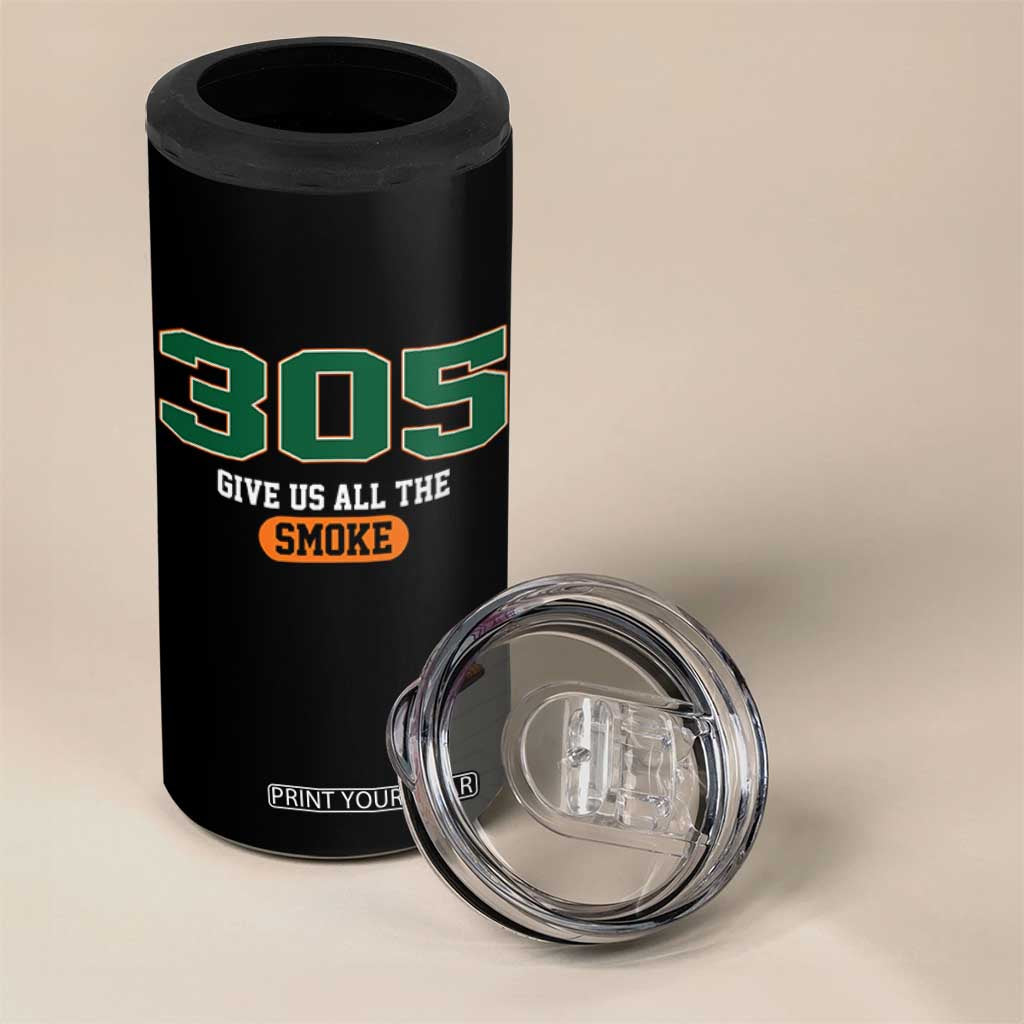 Miami 305 Give Us All The Smoke 4 in 1 Can Cooler Tumbler Vintage Athletic Sports Florida FL TS10 Print Your Wear