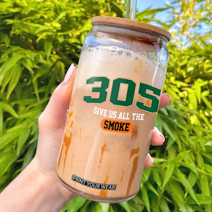 Miami 305 Give Us All The Smoke Glass Can Vintage Athletic Sports Florida FL TS10 Black Print Your Wear