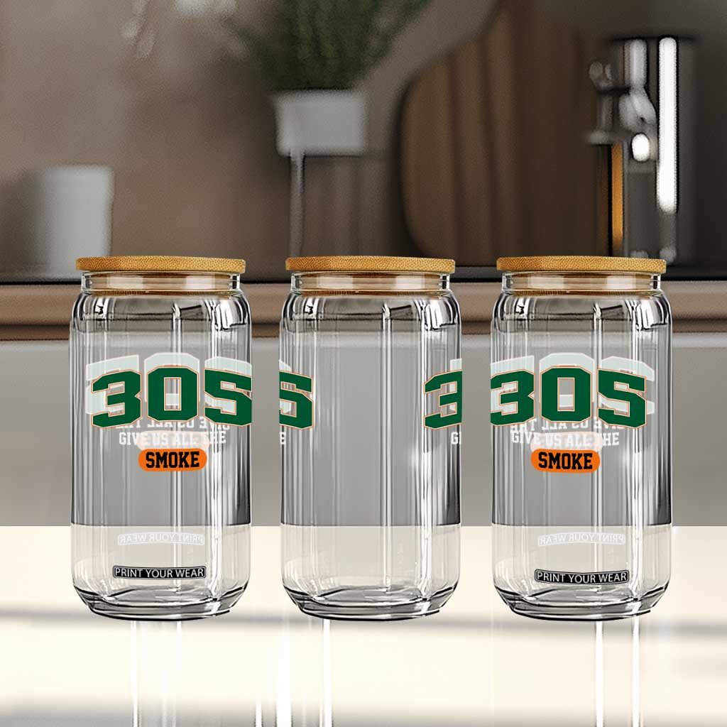 Miami 305 Give Us All The Smoke Glass Can Vintage Athletic Sports Florida FL TS10 Print Your Wear
