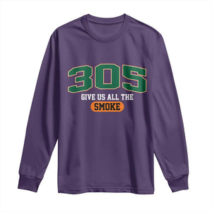 Miami 305 Give Us All The Smoke Long Sleeve Shirt Vintage Athletic Sports Florida FL TS10 Purple Print Your Wear