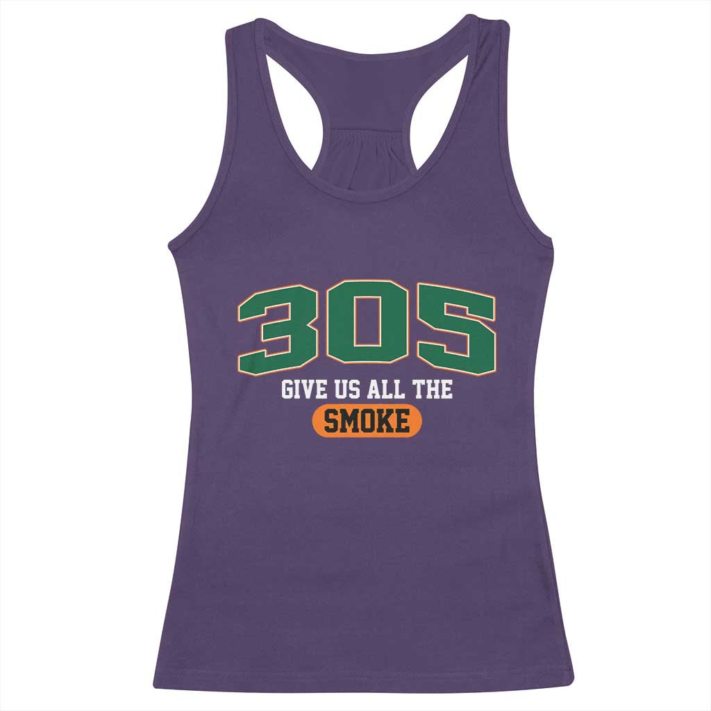 Miami 305 Give Us All The Smoke Racerback Tank Top Vintage Athletic Sports Florida FL TS10 Purple Print Your Wear