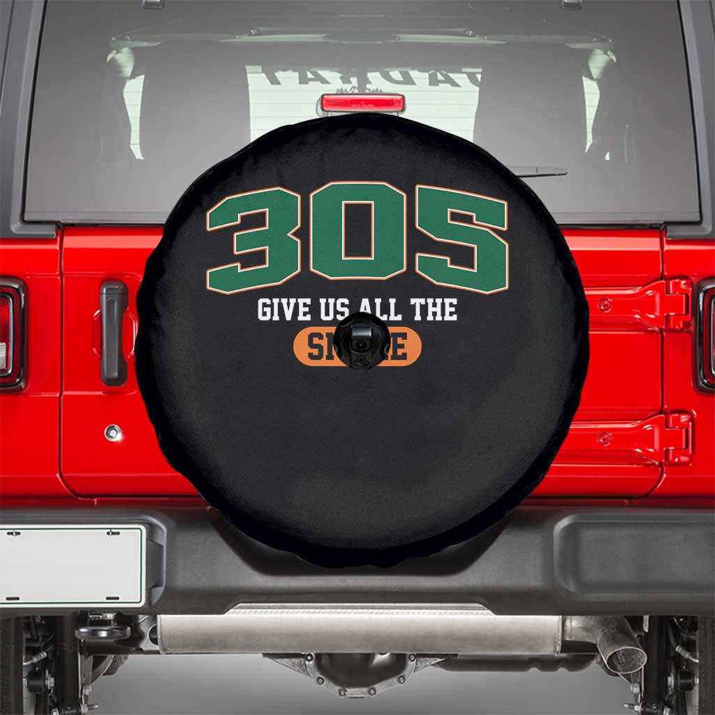 Miami 305 Give Us All The Smoke Spare Tire Cover Vintage Athletic Sports Florida FL TS10 Black Print Your Wear
