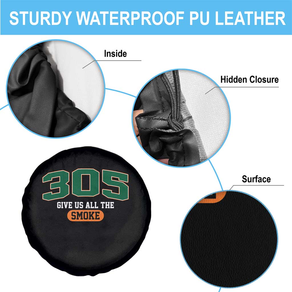 Miami 305 Give Us All The Smoke Spare Tire Cover Vintage Athletic Sports Florida FL TS10 Print Your Wear
