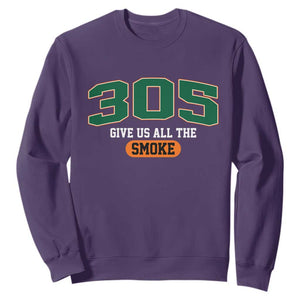 Miami 305 Give Us All The Smoke Sweatshirt Vintage Athletic Sports Florida FL TS10 Purple Print Your Wear